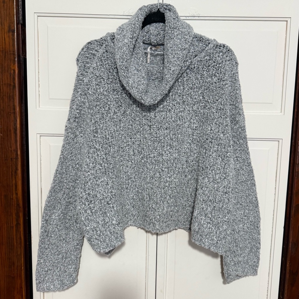 Free People BFF Heathered Gray Cowl Neck Slouchy Sweater Size XS